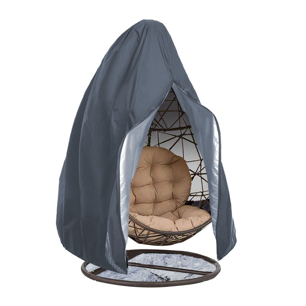 Garden Hanging Chair Cover Patio Cocoon Egg Chair Cover Waterproof Oxford Fabric Pod Swing Chair Protective Cover Dustproof with Drawstrings Grey Double 230x200cm