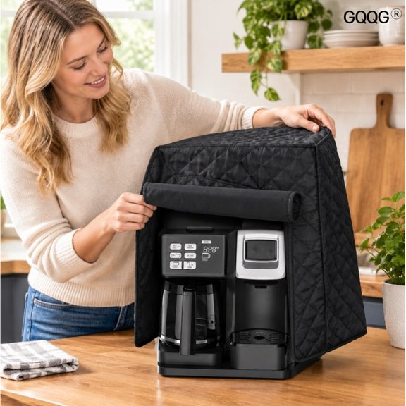 Quilted Appliance Dust Cover for Kitchen Appliances, Machine Washable Padded Cover, Black - Toaster, Coffee Maker & Stand Mixer
