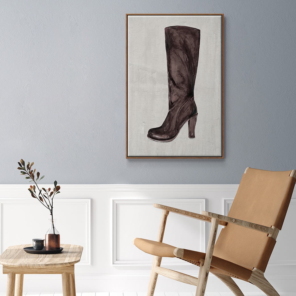 The Shoe Fits III V1 Framed Premium Gallery Wrapped Canvas - Ready to Hang - 27 x 41 - Walnut Floating Frame