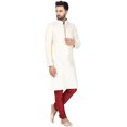 thumbnail image 3 of SKAVIJ Men's Kurta Pajama Set for Men Indian Traditional Wear Party Dress Off-White XL, 3 of 6