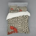 thumbnail image 2 of Ambesonne Love Bedding Set 3 Pcs, Valentines Romance Art, Twin, Grey Red White, 2 of 3