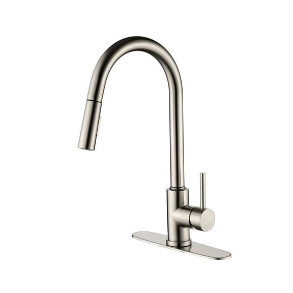 Single Handle High Arc Pull-Out Kitchen Faucet, Stainless Steel Sink Faucet with Pull Down Sprayer, 3 Spray Modes Stream Spray Pause, 360° Swivel Modern Kitchen Tap