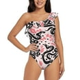 thumbnail image 2 of Picia Black Snake Pattern Women's One Piece Swimsuits,One Shoulder Swimwear Asymmetric ,Ruffle Monokinis Bathing Suits,High Waisted Flattering Bathing Suits-XX-Large, 2 of 8