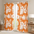 thumbnail image 2 of Erosebridal Tropical Blossoms Blackout Curtains Set of 2 (52x84 Each) for Girls, Orange White Window Curtains, 2 of 6
