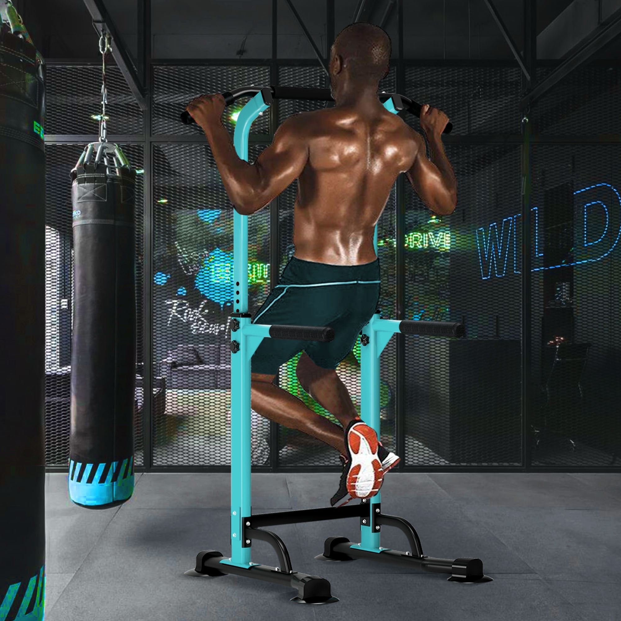 SogesPower Adjustable 83"H Pull up Bar Power Tower Multifunctional Fitness Station for Home
