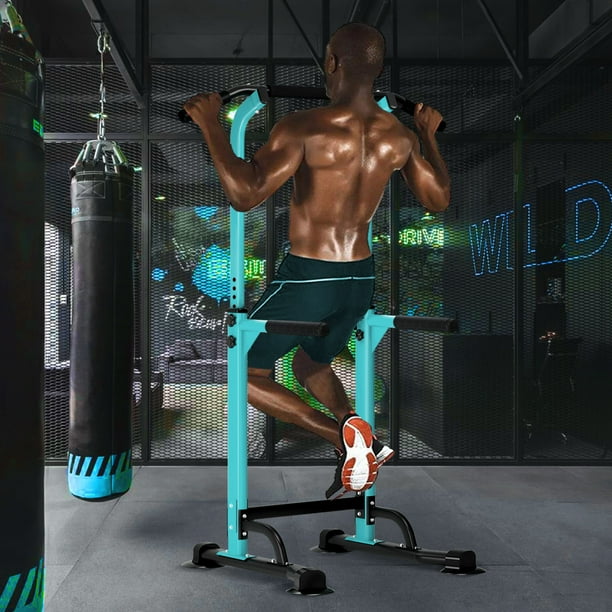 VEVOR Barre de Traction sur Pied, Station a Dips Reglable en Hauteur sur 2 Niveaux Charge 100 kg,Equipement deEntrainement de Force Multifonction,Tour de Puissance pour Fitness Musculation Domicile
