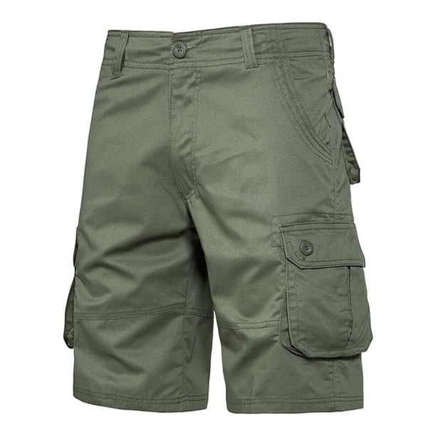 pstuiky Pantalones cortos para hombre, Pantalones cortos con cordón y múltiples bolsillos para hombre, de color liso, a la moda Pantalones cortos de baloncesto
