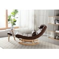 thumbnail image 2 of Rocking Chair with Headrest and Footrest, Upholstered Glider Chair with Wood Rocker, Modern Leisure Rocking Chair with a Pillow, Recliner Chair for for Nursery Bedroom Living Room, Brown, 2 of 9