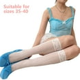 thumbnail image 5 of Huhudde Women's Fishnets Knee Highs Stockings Ruffle Lace Top Over the Calf Socks Summers Sheer Mesh Knee Highs Socks Streetwear, 5 of 20