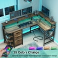 thumbnail image 5 of Vabches 67" L Shaped Computer Desk with LED Lights and Power Outlets, Reversible L Shaped Gaming Desk with 3 Drawers Hutch Monitor Stand, 5 of 8