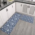 thumbnail image 2 of Blue Pioneer Flower and Paisley Pattern Kitchen Rugs Sets Of 2,Anti Fatigue Kitchen Mat Rugs Non Slip Washable,Decorative Kitchen Floor Mats for Kitchen,Sink,Laundry,17"x30"+17"x47", 2 of 7