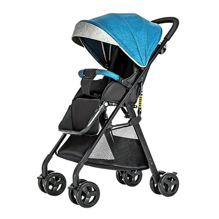 Baby Stroller High View Pram One Step Fold Lightweight Convertible Baby Carriage with Multi-Positon Reclining Seat Extended Canopy for Infant (Best Pram For Newborn To Toddler)