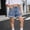 A45 Dark Blue, variant on Teen Girls Denim Shorts Bow Print Tween Jean Shorts Cuffed Hem Summer Cute Patterned Denim Bottoms Comfortable Elastic Waist Casual Boutique Shorts