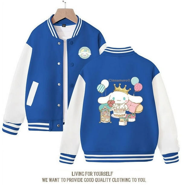 Sanrios Kawaii Anime Cinnamoroll lindo uniforme de béisbol de dibujos animados para niñas primavera otoño nueva chaqueta superior para niños regalo de cumpleaños