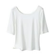 thumbnail image 2 of Guzom Fashion Womens Summer Casual Solid Color Loose Round-Neck T-Shirt for Various Occasions,White,Size XL, 2 of 6