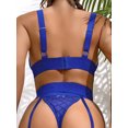 thumbnail image 5 of Lencería sexy Conjunto de 3 puntos de malla transparente con liguero, 5 of 5