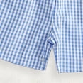thumbnail image 4 of Xudanell Boys Short Sleeve Outfits 4th of July Plaid Shorts Set T Shirt Top Toddler Boy Spring Summer Clothes Blue 12-18 Months, 4 of 8