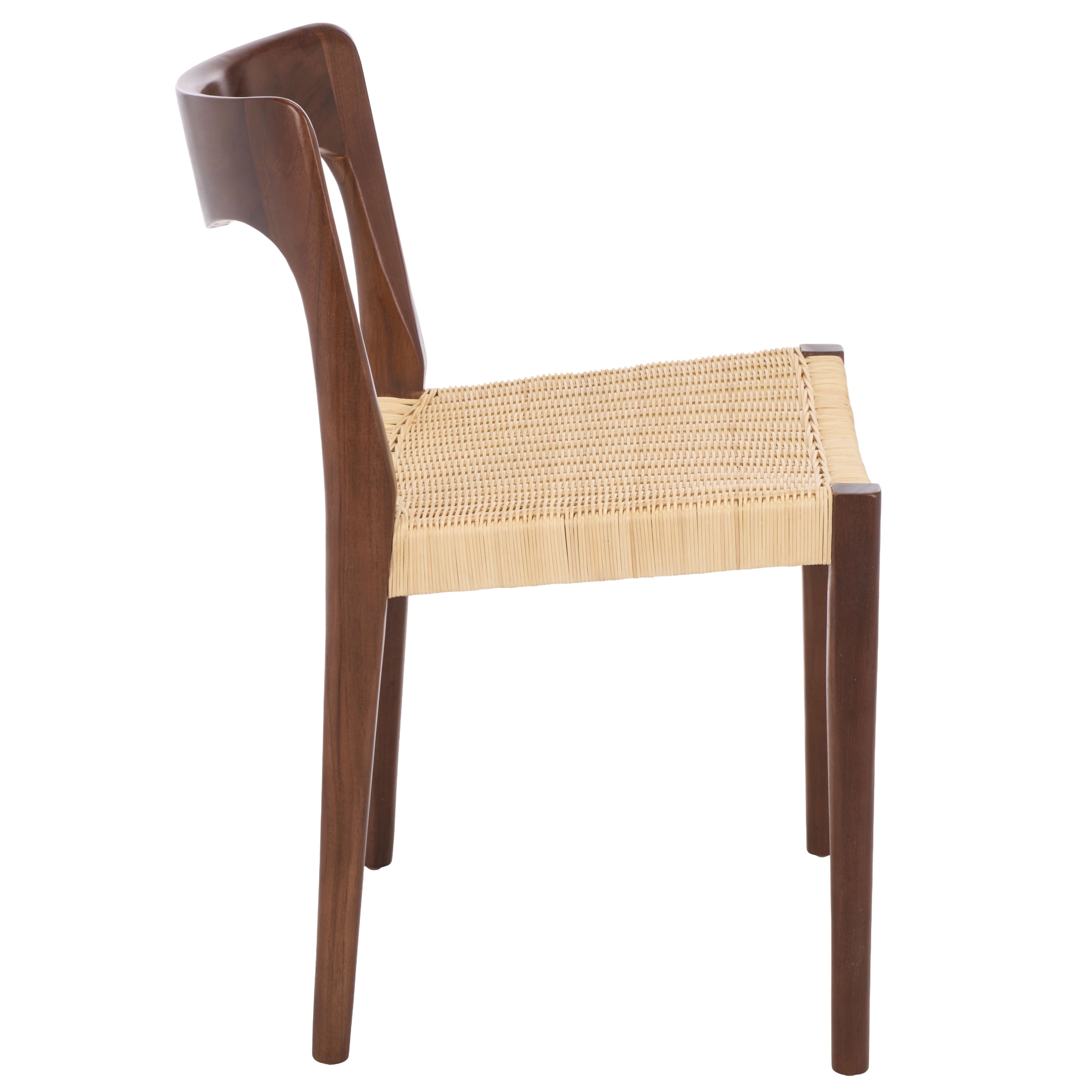 Safavieh Sezja Wicker Scandinavian Wood Dining Side Chair, Walnut/ Natural
