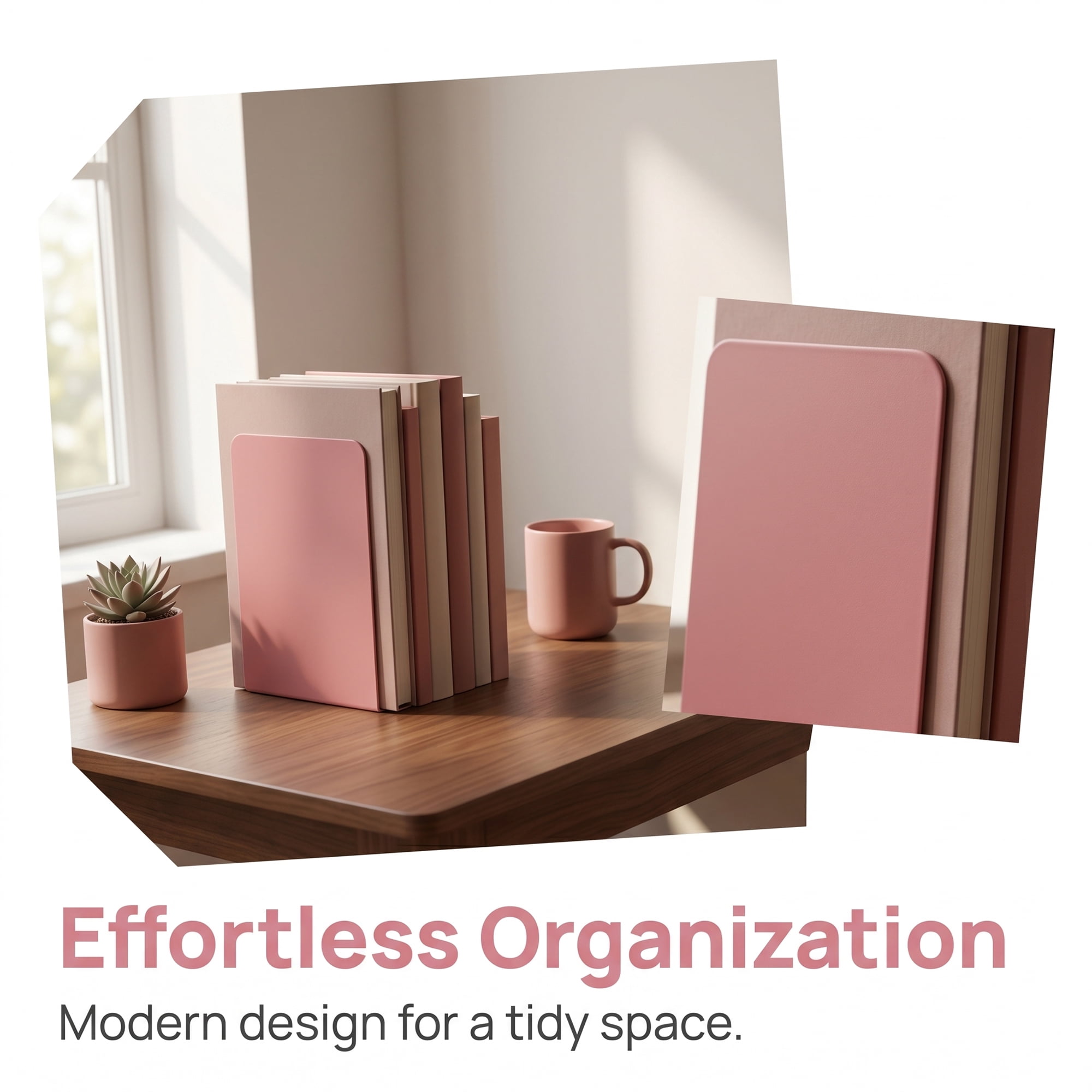 Unique Bargains Expandable L-Shaped Bookends with Compartments Home 2 Pcs Taoyao Pink 5.2"L x 4.1"W x 7.7"H