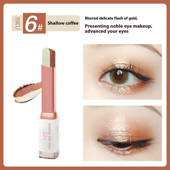 SDJMa Double Colors Eye Shadow Stick Glitter Shimmer Eyeshadow Gradient Eyeshadow Makeup Stick Waterproof Eyeshadow Eye Shadow Pen Stick for Eye Make up (#06)
