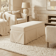 My Texas House Clementine Upholstered Skirted Bench, Taupe
