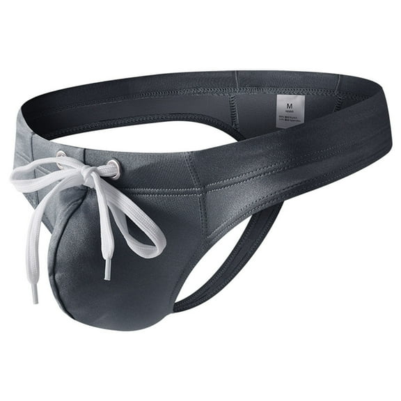 successthop Mens Underwear with Pouch for Balls Support Strap Comfortable Lightweight Breathable Solid Briefs Gray L