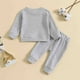 thumbnail image 2 of Gibobby Conjunto niña Niños pequeños Niñas Manga larga Sólido Camiseta Tops Pantalones Trajes(Gris,12-18 Meses), 2 of 5