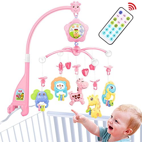Baby Crib Mobile for Pack and Play, Crib Toys with Light and Music