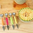 thumbnail image 2 of Naiovety 2 en 1 Bola de excavación de frutas Cuchara para tallar Helado Melón Baller Pop Cocina y Comedor naranja, 2 of 6