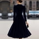 thumbnail image 2 of TaTaai Women‘s Velvet Midi Dress, Long Sleeve Round Neck Solid Color Dress, Plush Velour Evening Gown, Fall Winter Holiday Party Dress Gift, 2 of 7