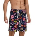 thumbnail image 2 of Wukai Dancing Skeletons Floral Garden Men’s Short Pajama Pants With Pockets Soft Sleep Pj Shorts for Men-Small, 2 of 6