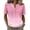 Pink, variant on Abstract Geometric Print Henley Blouse for Women - Short Sleeve V-Neck Button Down Tunic, Casual Loose Fit Summer Top White XXL