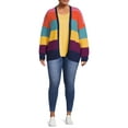 thumbnail image 2 of Dreamers by Debut Women's Plus Size Honeycomb Stripe Cardigan Sweater, 2 of 5
