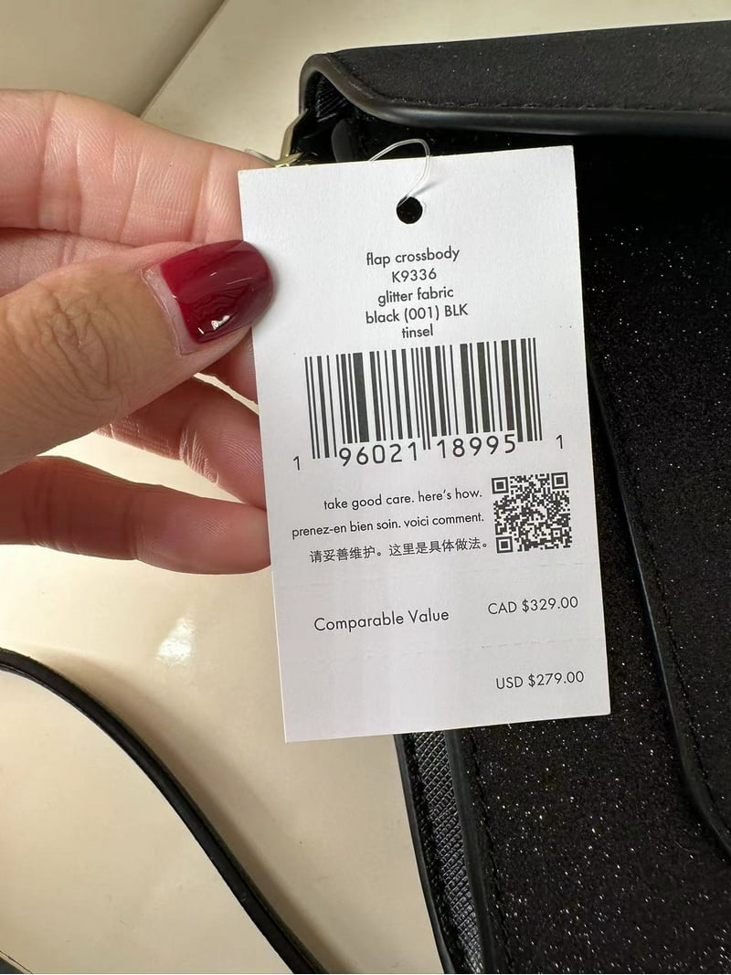 Kate Spade Black Tinsel Glitter Fabric Flap Crossbody-Black