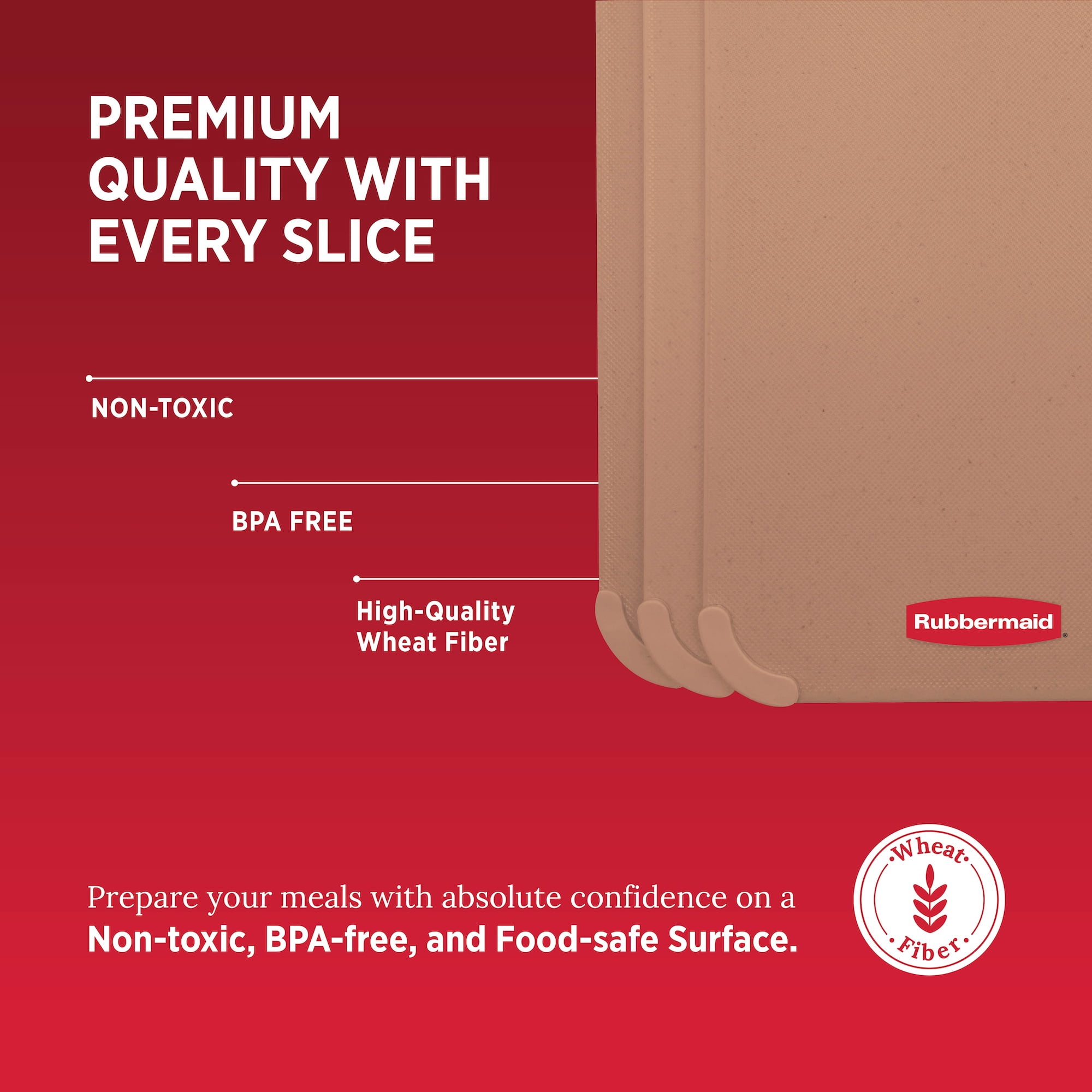 Rubbermaid 3-Piece Wheat Fiber Cutting Board Set with Non-Skid Corners, Mocha Mousse