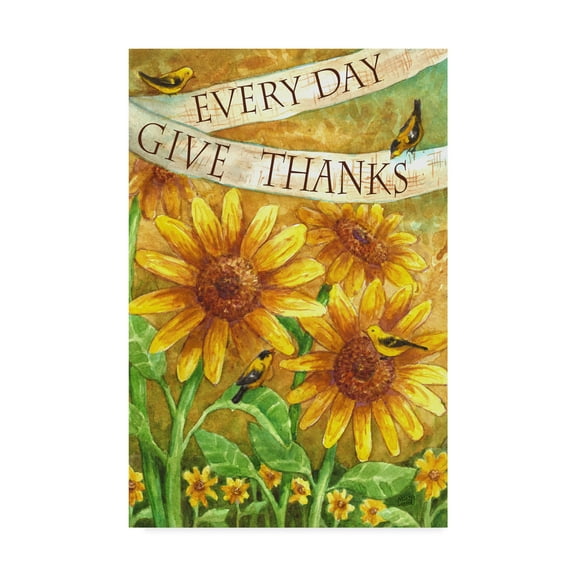 Trademark Fine Art 'Sunflower Give Thanks Everyday' Canvas Art by Melinda Hipsher