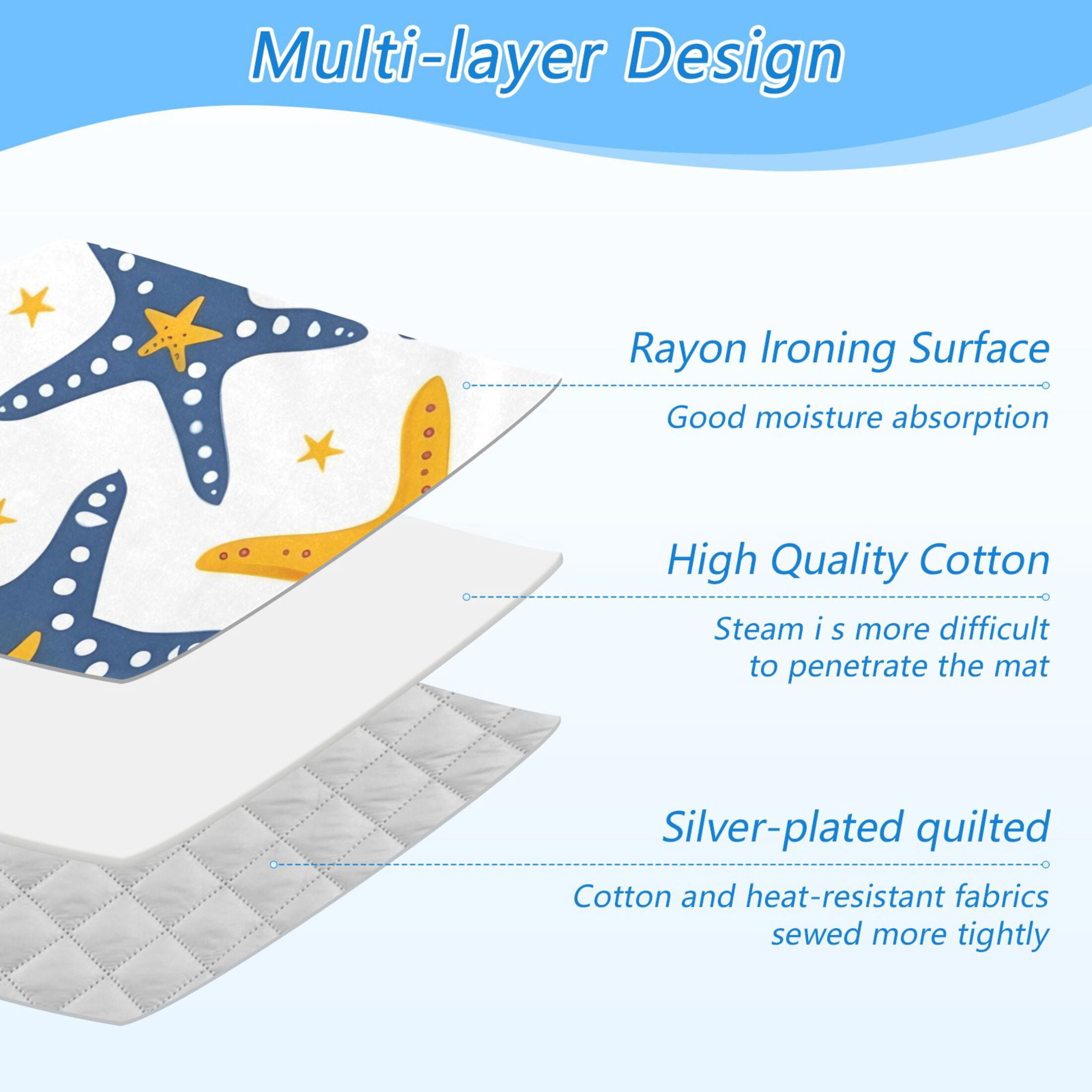 Colorful Starfishes Little Stars Ironing Mat Blanket Portable Travel Ironing Pad Heat Resistant Pad 47.2" x 27.6”