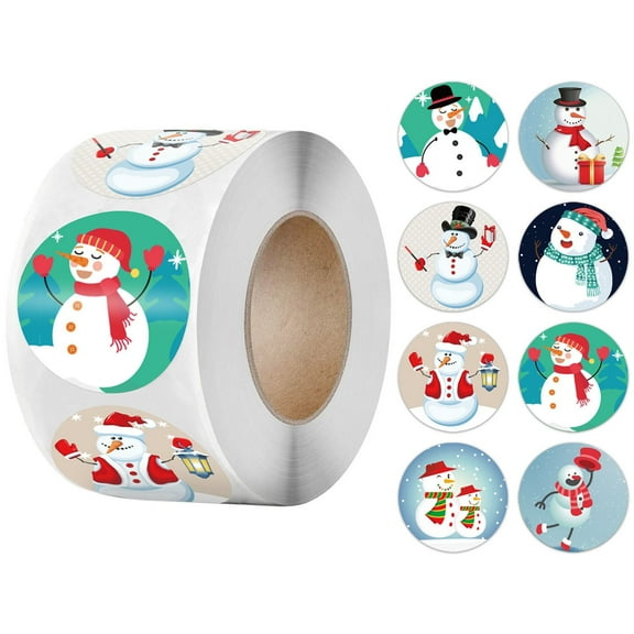 Giyblacko Christmas Ornament 500pcs Stickers/Roll Stickers Christmas Stickers Christmas Holiday Decoration Gift Self Adhesive Stickers