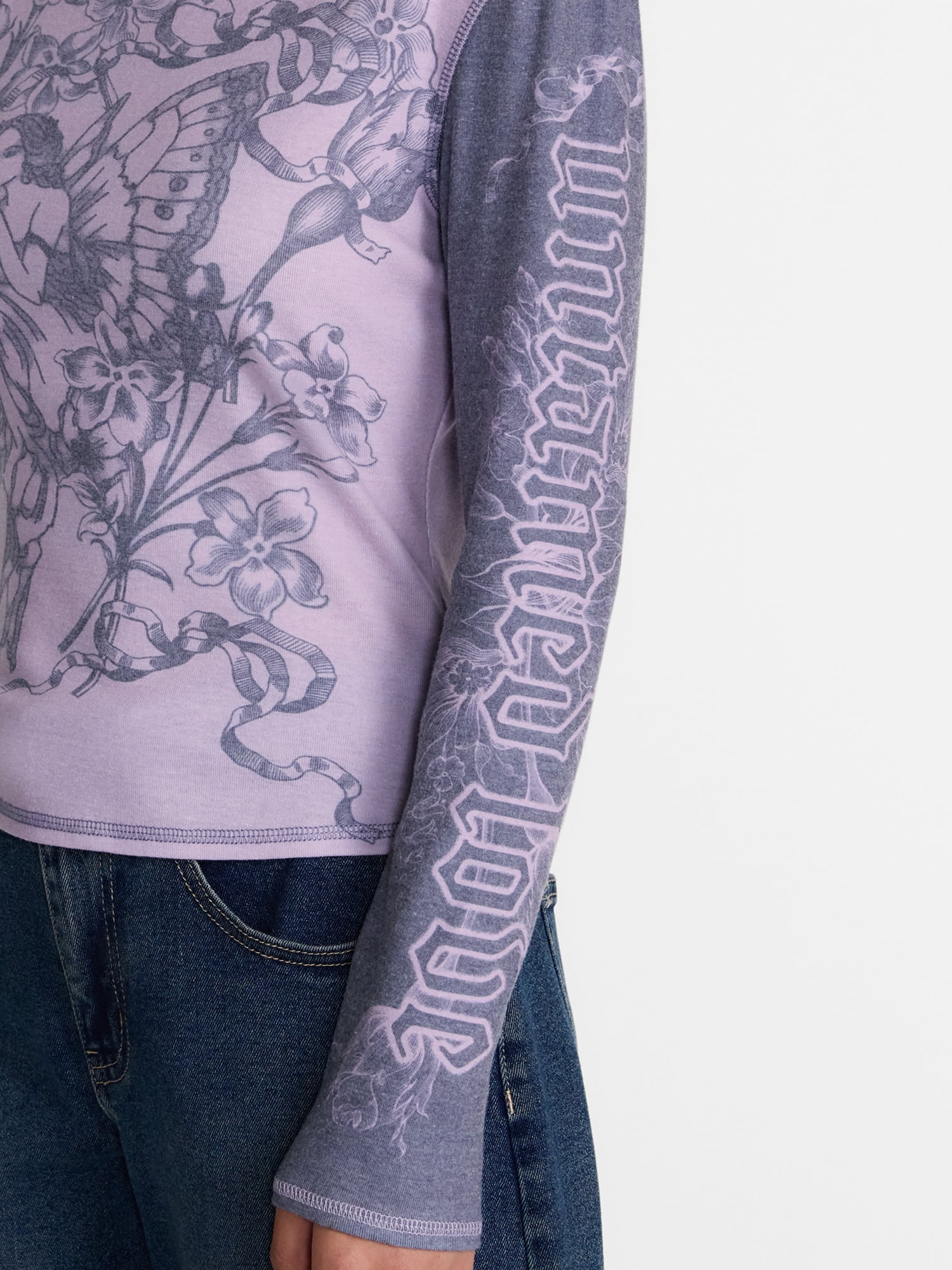 Madden NYC Women's Boatneck Graphic Top with Long Sleeves, Sizes XXS-XXL