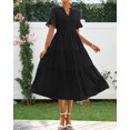 thumbnail image 5 of FreshPretty Summer Dresses for Women 2025 Vacation V Neck Ruffle Short Sleeve A Line Tiered Flowy Casual Midi Beach Dress, 5 of 6