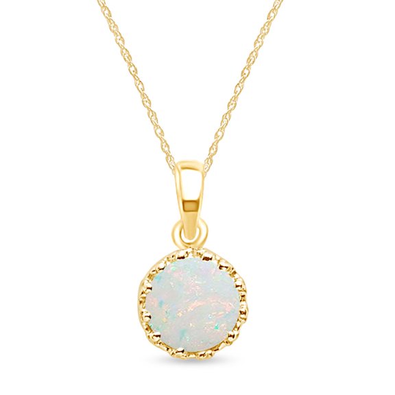 Round Cut Lab Created Opal Gemstone Crown Pendant Necklace In 14k Yellow Gold Plated 925 Sterling Silver With 18" Rope Chain Jewelry For Her