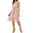 thumbnail image 5 of MODA NOVA Juniors Floral Print Flutter Sleeves Square Neck Ruffled Hem Dress, 5 of 7