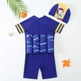 thumbnail image 5 of NAFUU Kids Floatation Swimsuits Boys Girls One Piece Float Suit Short Sleeve Buoyancy Swimwear With Cap Learning Swimming Training Suit 6-7 Years, 5 of 5