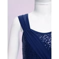 thumbnail image 4 of iixpin Kids Girls Sequins Sleeveless Latin Jazz Ballet Lyrical Dance Dress Gymnastics Leotard Dress Dancewear Navy Blue 12, 4 of 7