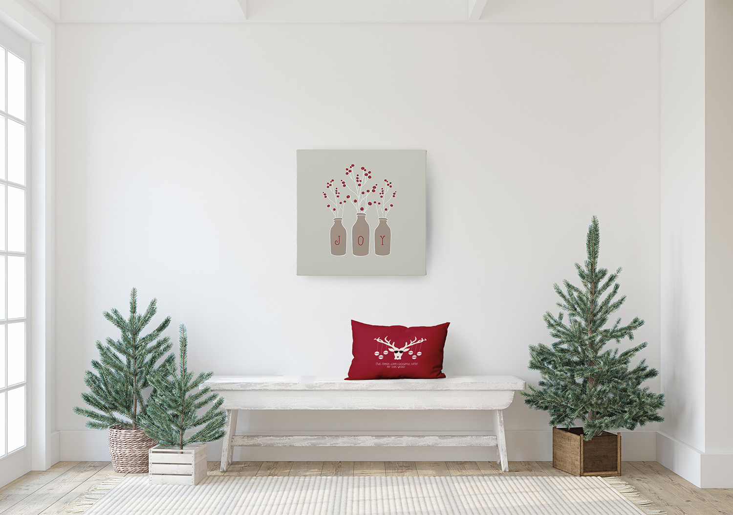 20" x 14" Simply Daisy Cool Christmas Deer Polyester Accent Pillow, Haute Red Qty 1