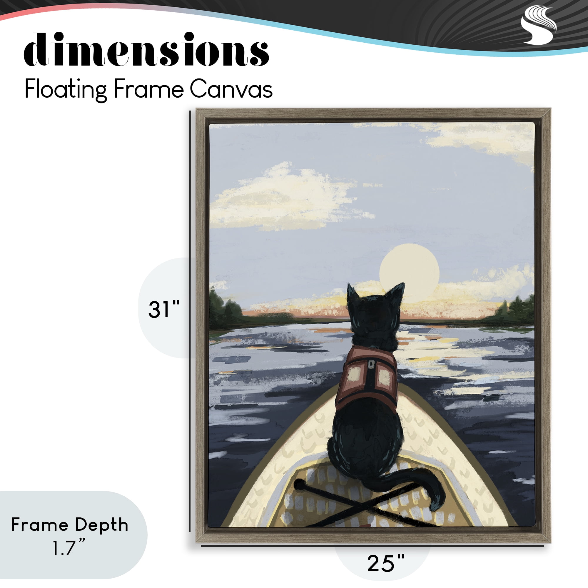 Stupell Industries Peaceful Cat Viewing Lake Brown Framed Floater Canvas Wall Art, design by Denise Bartkus