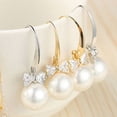 thumbnail image 6 of Hyasfey 1 Pair Women Hook Earrings Faux Pearl Rhinestone Decor Short Bow Earrings Prom Party Wedding Dangle Earrings Ear Jewelry Drop Earrings, 6 of 7