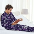 thumbnail image 6 of Susaid Christmas Purple Snowflakes Print Men's Long Sleeve Pajama Set, Two-Piece Button-Down Loungewear PJs Set, Comfortable Sleepwear for Relaxation-Medium, 6 of 7