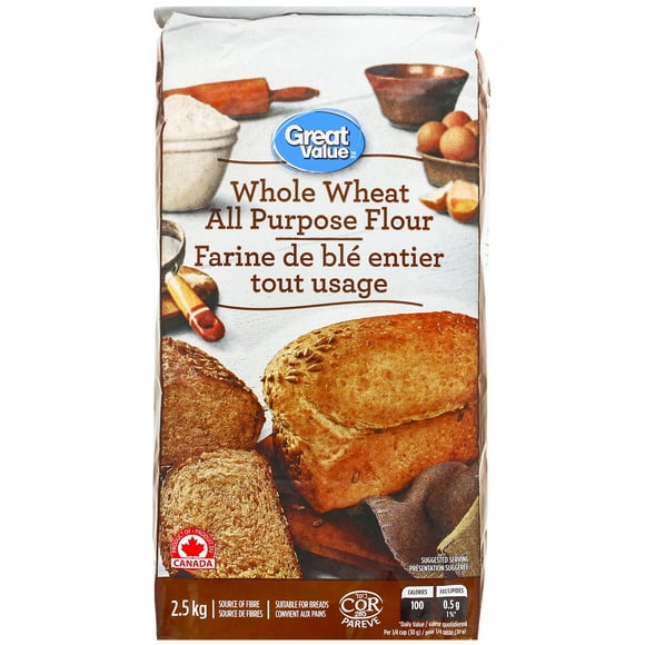 Great Value Whole Wheat All-Purpose Flour, 2.5 kg
