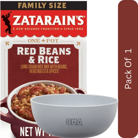 Zatarain’s No Artificial Flavors Family Size Red Beans & Rice – 12 oz Box-With Olive White Bowl By  OMA